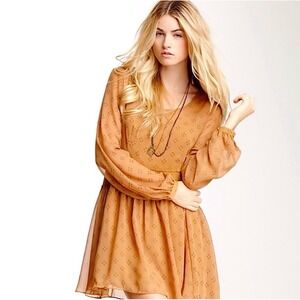 Free People Tan Patterned Mini Dress-NWOT EXCELLENT LIKE NEW